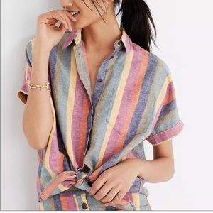 Madewell Rainbow Striped Tie-Front Top